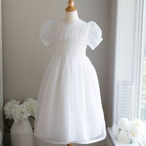 Strasburg Dress White Flower Girl Organza Ruched Size10 Special Occasion NWT
